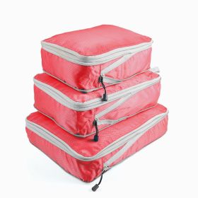 3 Set Travel Storage Bags, Multi-functional Clothing Sorting Packages, Travel Packing Compression Pouche (Color: Red)