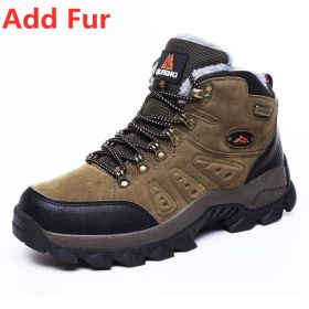 Large Size 48 Hiking Boots Men Summer Winter Outdoor Warm Fur Non Slip Fashion Women Footwear Boys Outdoor Work Ankle Boot Fall (Color: Fur Brown, size: 45)