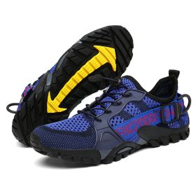 JIEMIAO Men Hiking Shoes Non-Slip Breathable Tactical Combat Army Boots Desert Training Sneakers Outdoor Trekking Shoes (Color: Blue, size: 40)