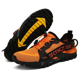 JIEMIAO Men Hiking Shoes Non-Slip Breathable Tactical Combat Army Boots Desert Training Sneakers Outdoor Trekking Shoes (Color: Orange, size: 47)