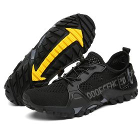 JIEMIAO Men Hiking Shoes Non-Slip Breathable Tactical Combat Army Boots Desert Training Sneakers Outdoor Trekking Shoes (Color: Black, size: 47)