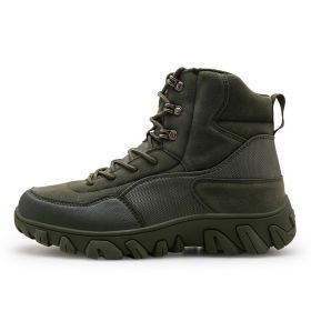 New Men's Military Boots High Top Outdoor Hiking Shoes Men Anti-collision Quality Army Tactical Sport Jogging Trekking Sneakers (Color: Green, size: 44)