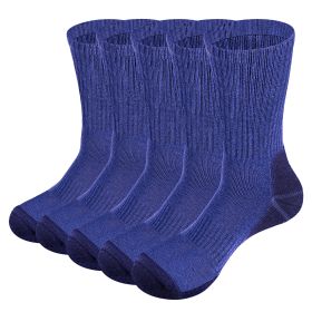 Mens Moisture Wicking Mid Calf Thermal Work Boot Sports Hiking Socks( 5 Pairs/Pack) (Color: Blue, size: XL(Men 41-44 EU))