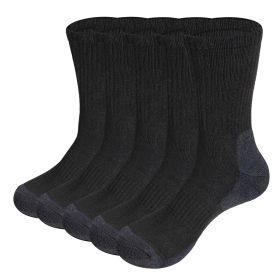 Mens Moisture Wicking Mid Calf Thermal Work Boot Sports Hiking Socks( 5 Pairs/Pack) (Color: Black, size: L(Men 37-41 EU))