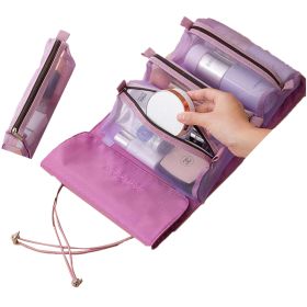 Detachable Cosmefic Bag, 4 IN 1 Removable Portable Toiletry Travel Hanging Makeup Bags Organizer ,Bathroom Bag for Shower (Color: Purple)