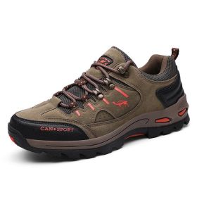 High Quality Men Hiking Shoes Autumn Winter Brand Outdoor Mens Sport Trekking Mountain Boots Waterproof Climbing Athletic Shoes (Color: Khaki, size: 44)