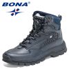 BONA 2022 New Designers High-Top Hiking Boots Men Action Leather Outdoor Wear-Resistant Non-Slip Snow Shoes Man Ankle Boots Soft