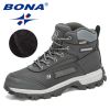 BONA 2022 New Arrival Pro-Mountain Ankle Hiking Boots Men Outdoor Sports Plush Warm High Top Walking Training Footwear Masculino