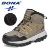 BONA 2022 New Designers Action Leather Brand Winter Warm Snow Boots Men Plush High Quality Hiking Boots Man Outdoor Footwear