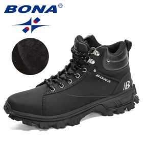 BONA 2022 NewDesigners Nubuck Sports Tactical Boots Men Hiking Mountain Shoes High Top Plush Tactical Footwear Masculino Comfy (Color: Charcoal grey S gray, size: 10.5)