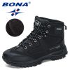 BONA 2022 New Designers Nubuck Hiking Shoes Men Non-Slip Outdoor Wear-Resistant Trekking Footwear Man High Top Plush Snow Boots